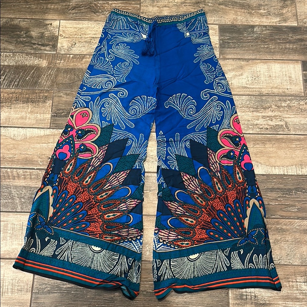 Flying Tomato Blue and Multicolor Wide Leg Pants